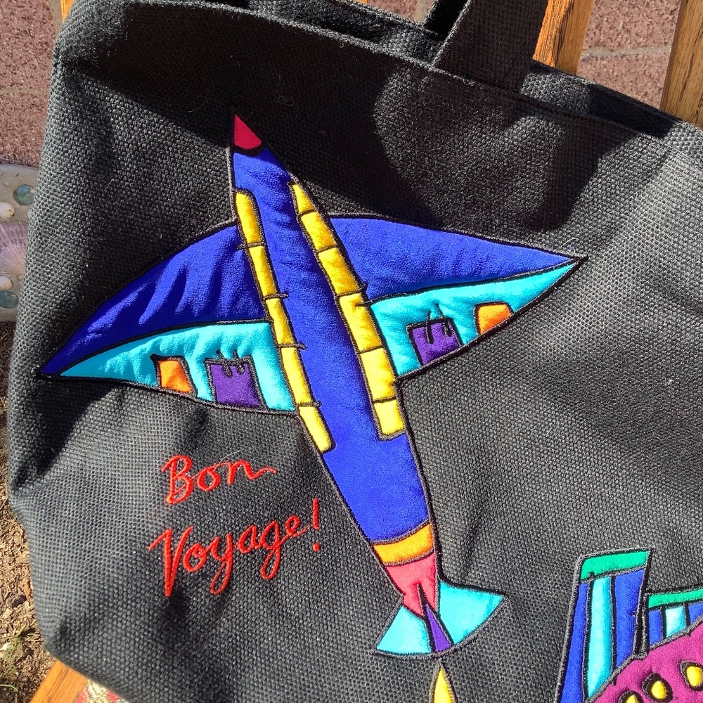 Bon Voyage Black Tote by Silkscapes